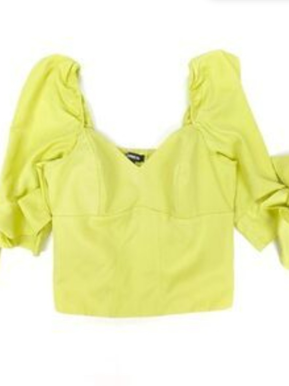 Express Neon Lime Puff Sleeve Crop Top